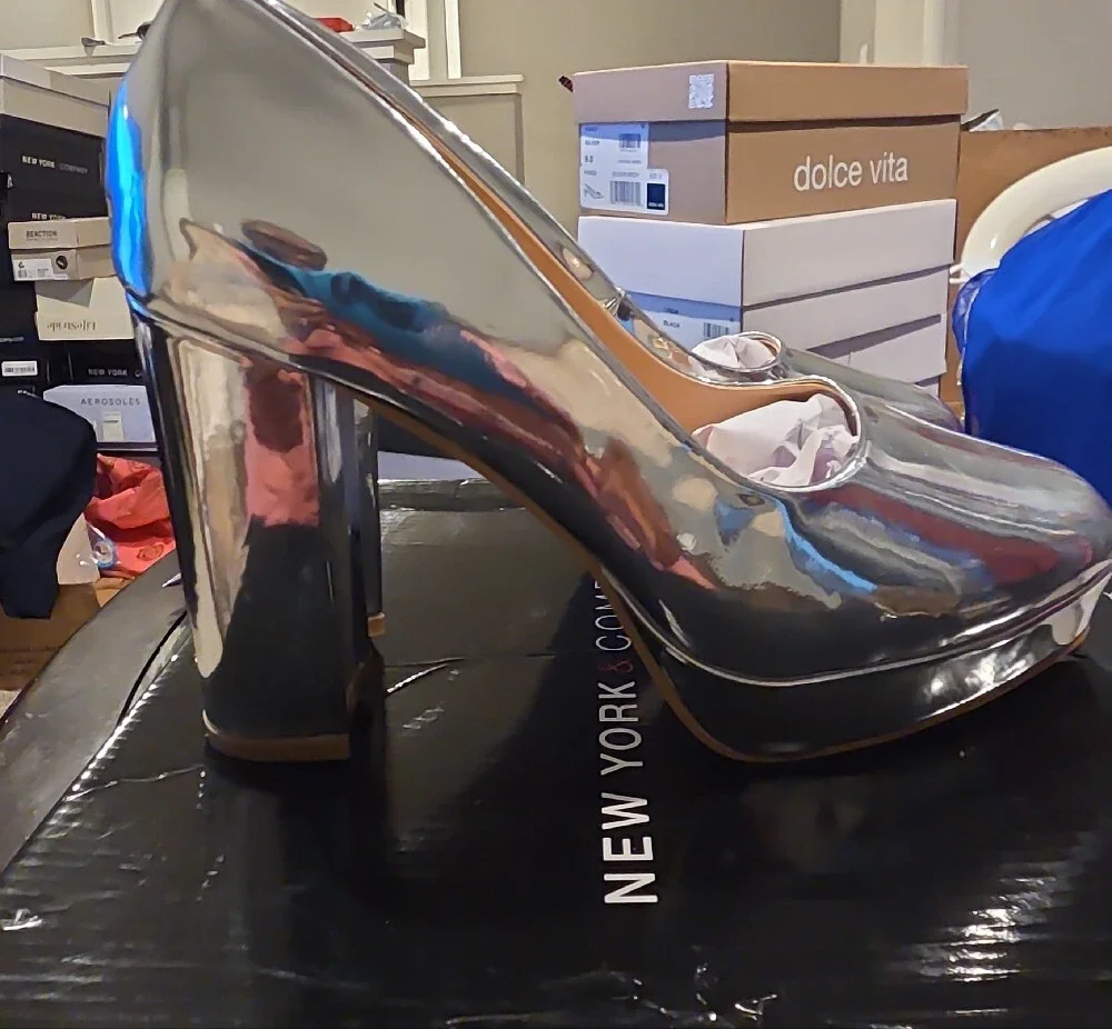 New York & Company Silver Platform Pumps